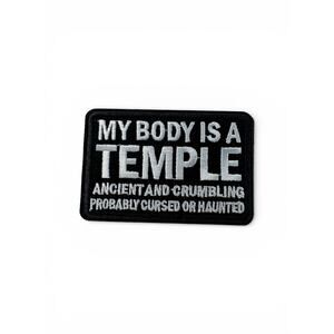 My Body Is A Temple Patch Funny Velcro Morale Sarcastic 3x2 Inch